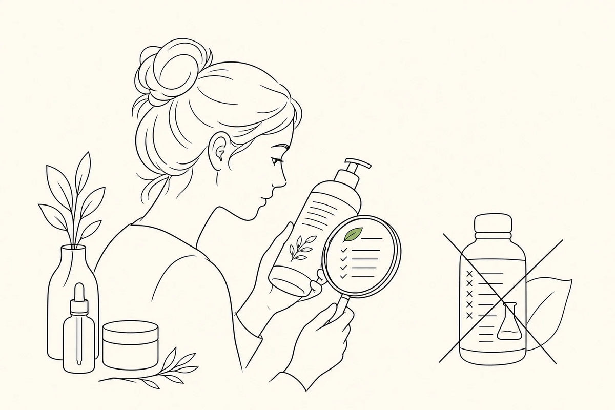 Professional header image for educational tutorial: Wat 'synthetisch vrij' echt betekent op een huidverzorgin...
